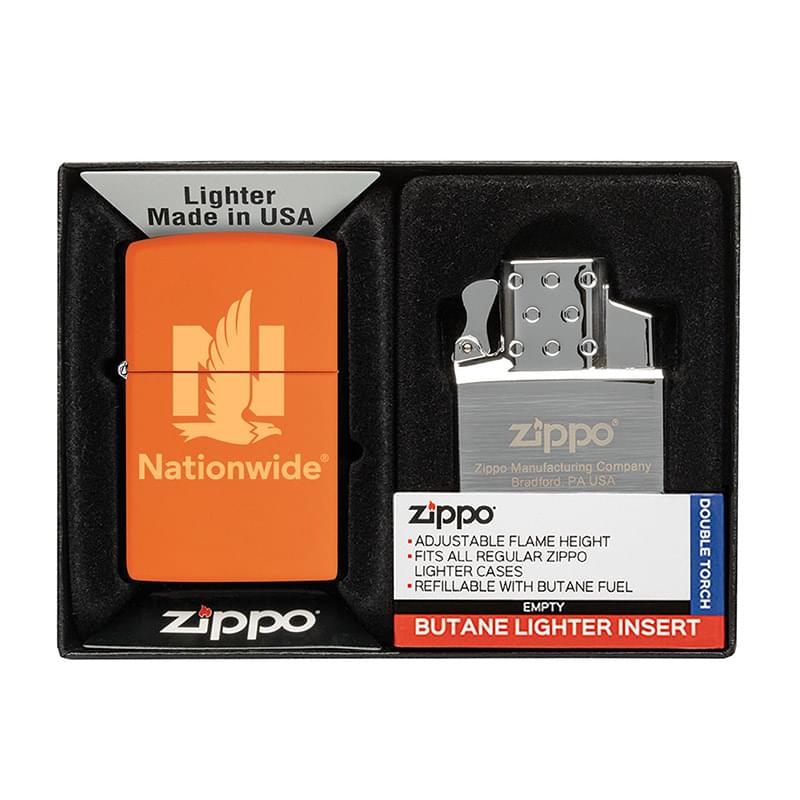 Matte Zippo&reg; Lighter & Double Butane Insert Gift Set