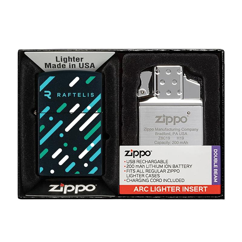 Matte Zippo&reg; Lighter & Rechargeable Electric Lighter Insert Gift Set