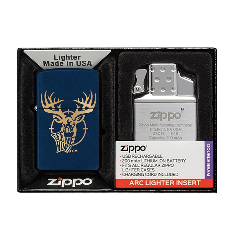 Matte Zippo&reg; Lighter & Rechargeable Electric Lighter Insert Gift Set